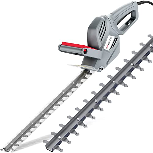 NETTA Hedge Trimmer and Cutter - 550W - 50cm Diamond Cutting Blade - 16mm Tooth Opening - 6M Power Cable - Ultra-Light 2.2kg - Two-Way Safety Switch - Soft Grip Handle