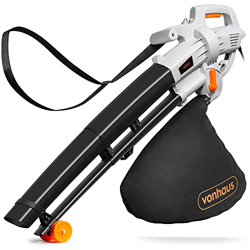 VonHaus Leaf Blower 3000W, Garden Vacuum for Clearing Patios & Gardens of Leaves & Other Waste, 10m Cable Reaches Whole Garden, Quality Garden Blower & Convenient Vacuum for Gutters, 3 Year Warranty