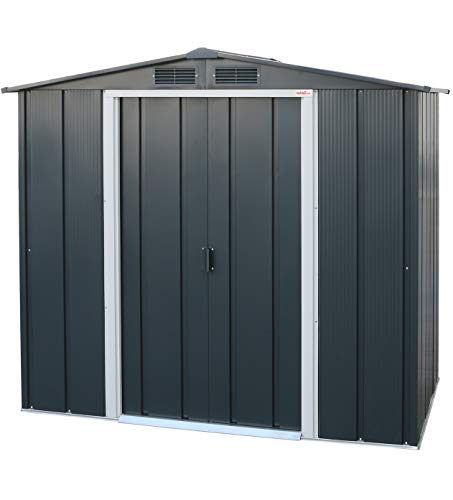 Duramax ECO 6 x 4 Hot-Dipped Galvanized Metal Garden Shed - Anthracite with Off-White Trimmings - 15 Years Warranty
