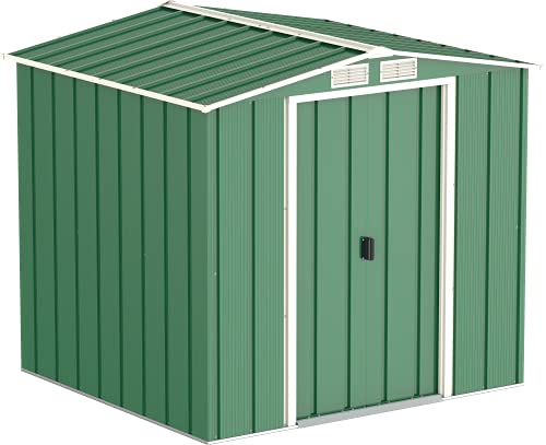 Duramax ECO 6 x 6 Hot-Dipped Galvanized Metal Garden Shed - Green with Off-White Trimmings - 15 Years Warranty