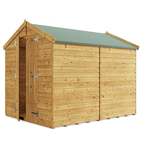 BillyOh Keeper Overlap Apex Shed | Pressure Treated Wooden Garden Storage | Windowless Shed with Roof and Floor Included (8x6)