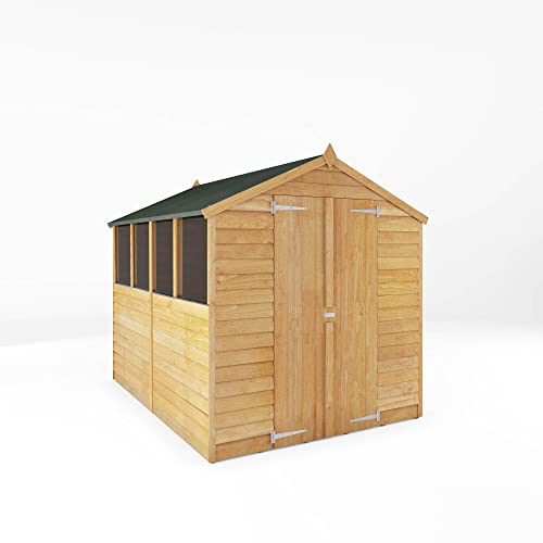 Waltons Wooden Overlap Garden Shed | 8 x 6 8ft x 6ft | Apex Roof | Garden Outdoor Storage Shed Building | Windowless | Double Door | 7mm Overlap Cladding | 10 Year Anti Rot Guarantee |