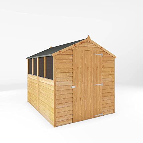 Wooden Garden Shed 8x6 Outdoor Storage Building Apex Roof (8 x 6 / 8Ft x 6Ft) (Windows, Single Door)