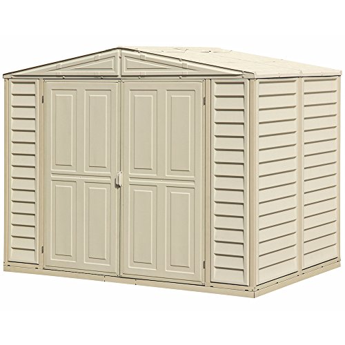 Duramax DuraMate 8 x 6 Plastic Garden Shed with Foundation Kit - Ivory - 15 Years Warranty