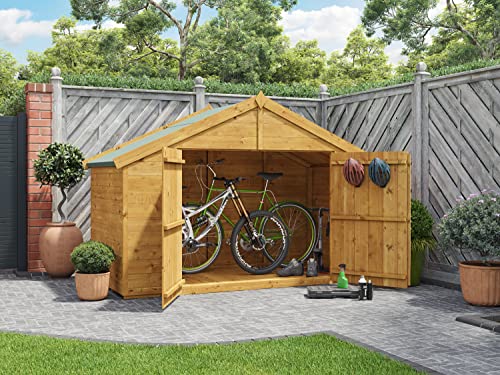 4x8 Tongue & Groove Wooden Apex Bike Log Tool Storage Double Door Roof Felt Store Shed 4ft x 8ft