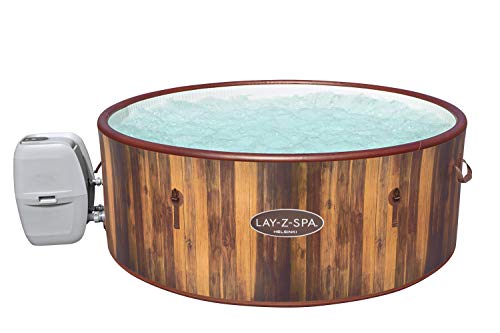 Lay-Z-Spa 60025 Helsinki Hot Tub, 180 AirJet Wood Effect Inflatable Spa with Freeze Shield Year Round Technology and Rapid Heating, 5-7 Person