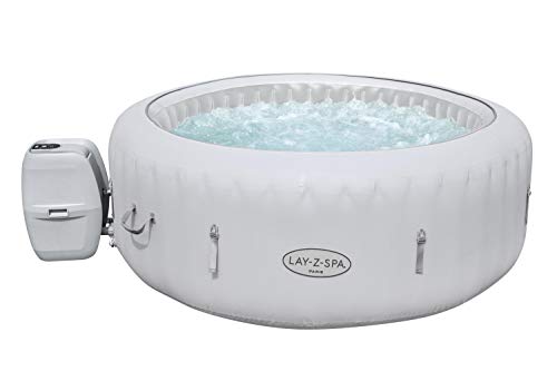 Lay-Z-Spa Paris Hot Tub with Built In LED Light System, 140 AirJet Massage System Inflatable Spa with Freeze Shield Technology, 4-6 Person