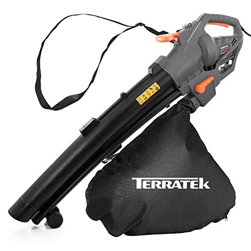 Terratek Leaf blower Garden Vacuum and Shredder, 35L Leaf Collection Bag, 3000W 10m Cable Lightweight Design, Leaf Vacuum, 10:1 Shredding Ratio