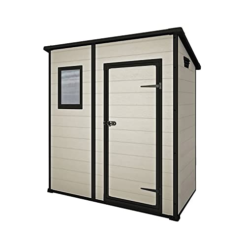 Keter Manor Pent Outdoor Garden Storage Shed, Beige/Brown, 6 x 4 ft 219732