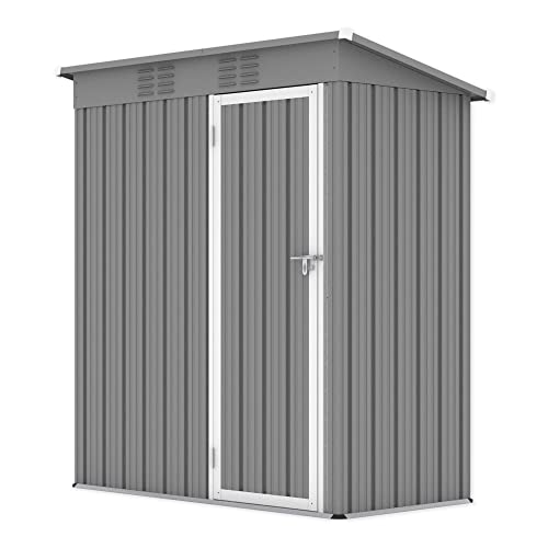 Garden Shed Metal by Garden Universe 5' Storage Grey FREE Base Frame GSP5x3-Grey