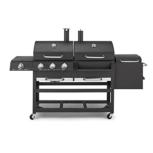 Tower T978507 Ignite Multi XL Grill BBQ with Gas/Charcoal/Smoker/Side Burner, Black