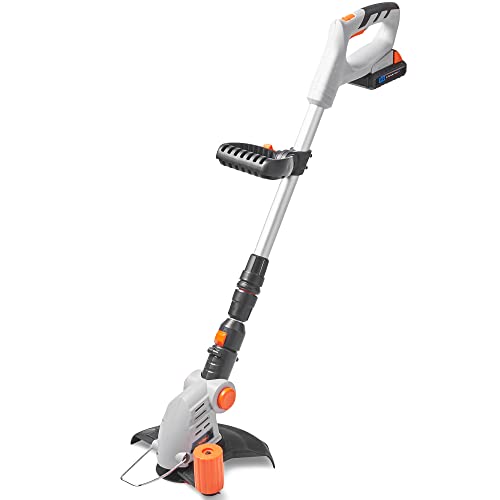 VonHaus Cordless Grass Trimmer – Electric Lawn Trimmer/Edger for Flower Beds & Lawns – 20V Battery, Extendable Telescopic Handle, 12x Blades, Rotating/Swivel Head, Flower Guard – 2 Year Warranty