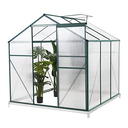 Walk In Polycarbonate Greenhouse Garden Plants Grow Window House w/ Sliding Door (6FT*6FT)
