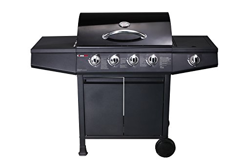 CosmoGrill 4+1 Gas Burner Garden Grill BBQ Barbecue w/Side Burner & Storage - Black