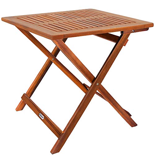 Deuba Wooden Garden Side Table Coffee Folding Furniture | Acacia Wood | 70x70x73cm | Fold Up End Table Plant Square Snack Bistro Patio Balcony Outdoor Living Room Hallway Kitchen | Weather-Resistant